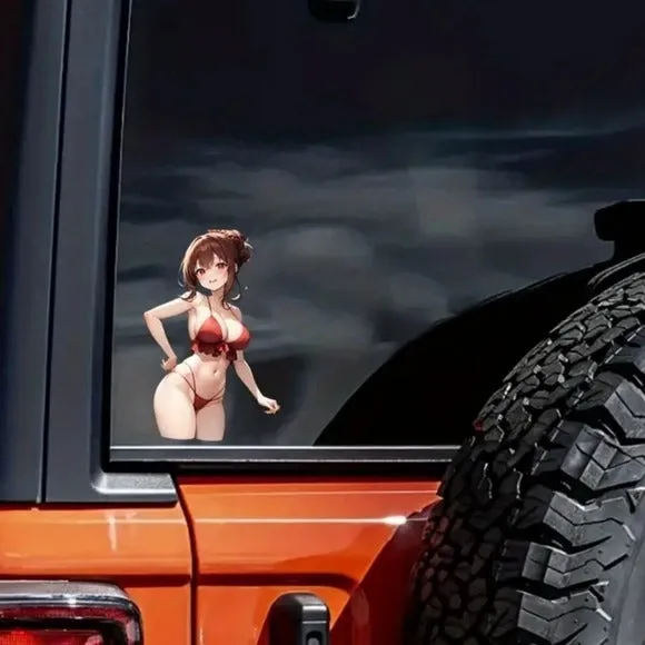 Beach Time Anime Decal | Let's Go For A Swim Waterproof Sticker