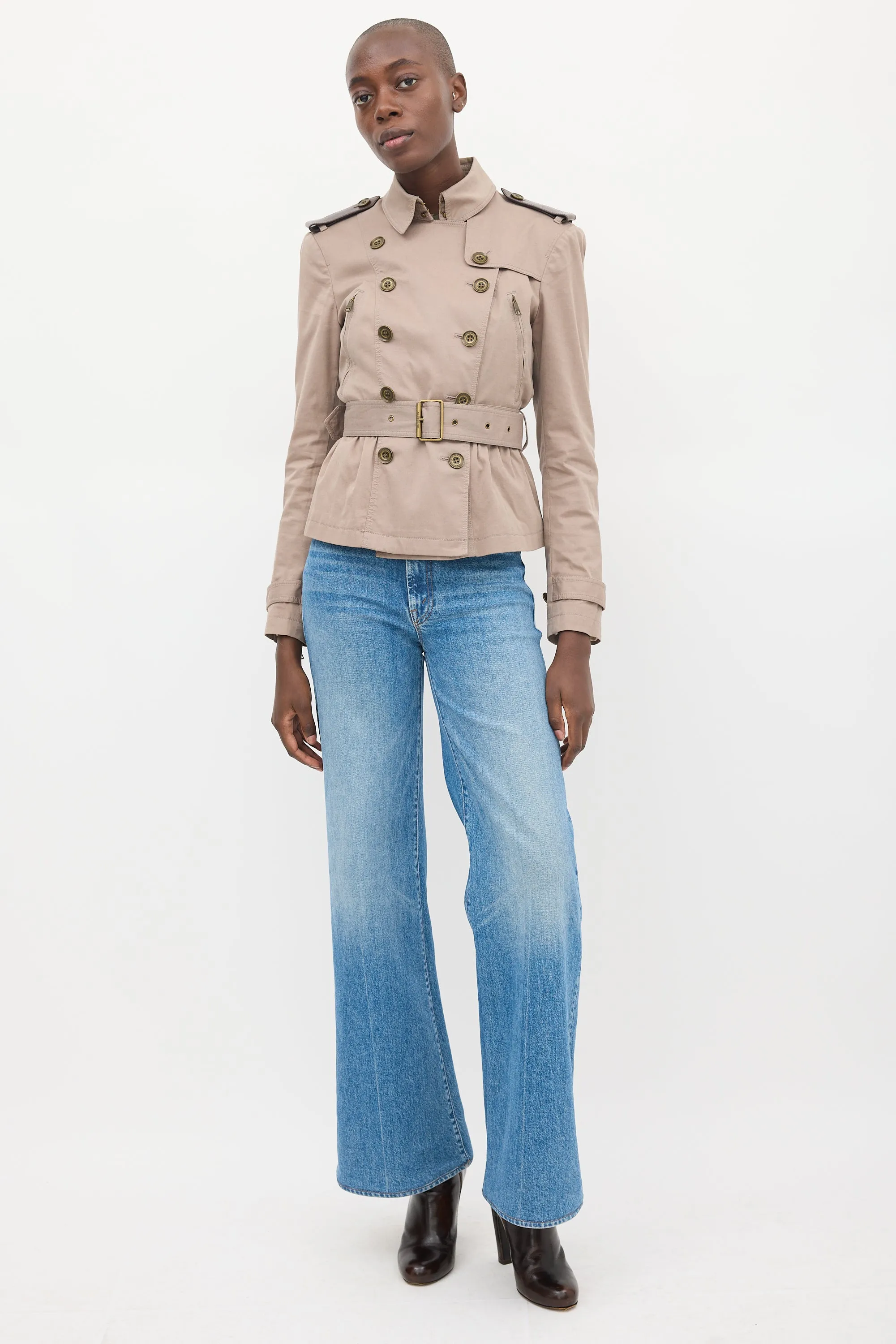 Brit Brown Cotton Gathered Waist Jacket