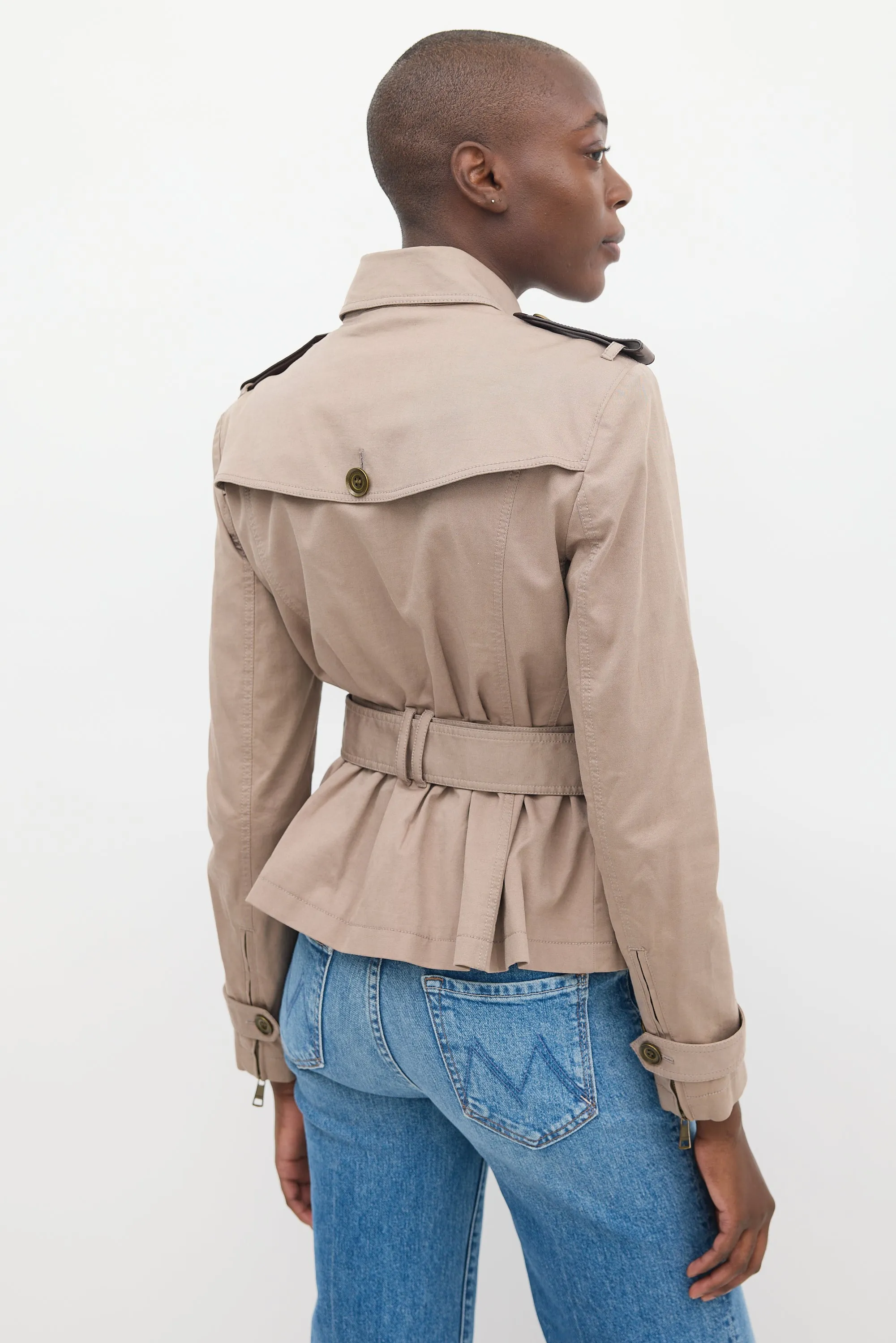 Brit Brown Cotton Gathered Waist Jacket