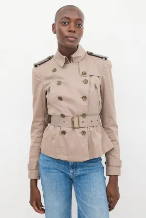 Brit Brown Cotton Gathered Waist Jacket