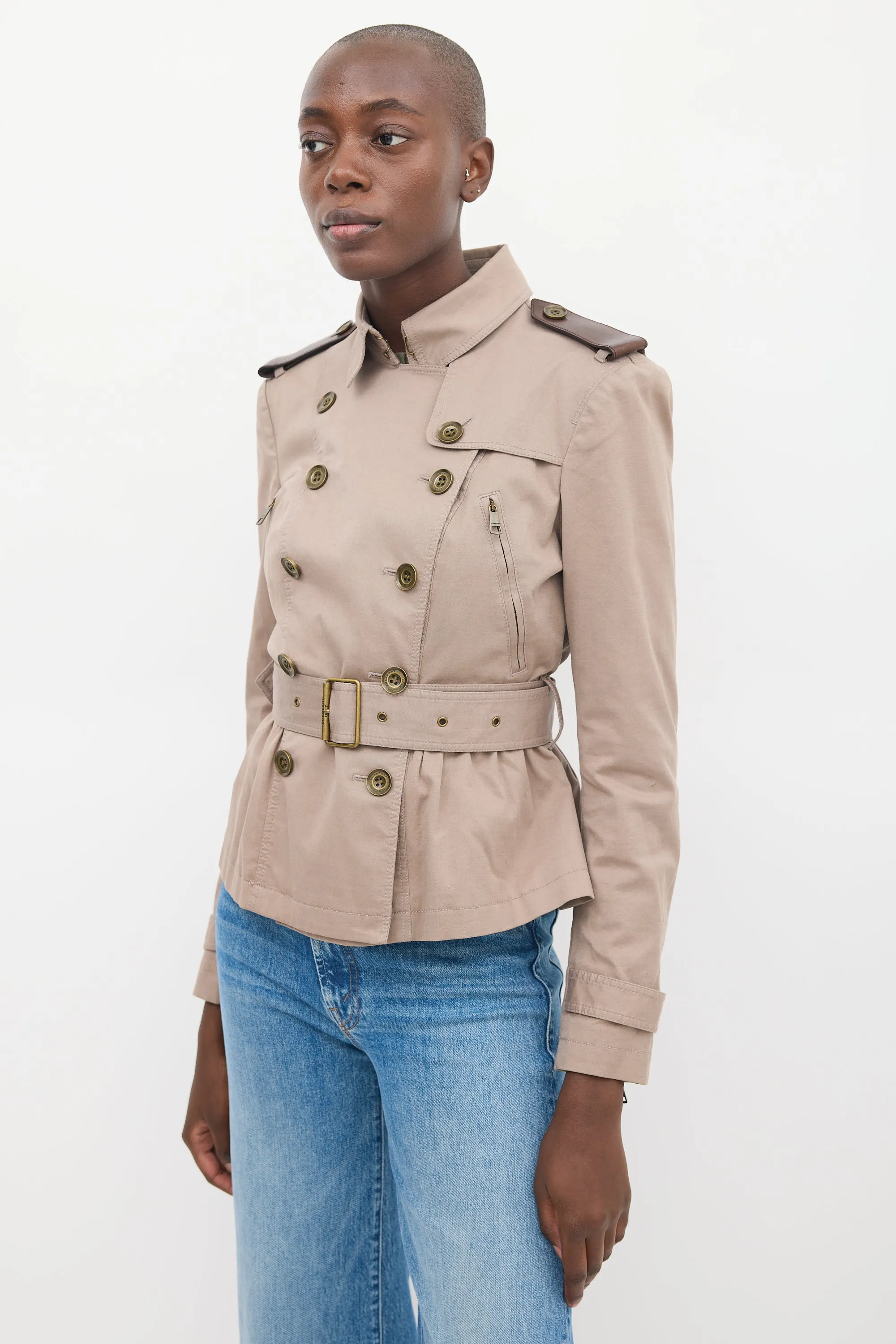 Brit Brown Cotton Gathered Waist Jacket