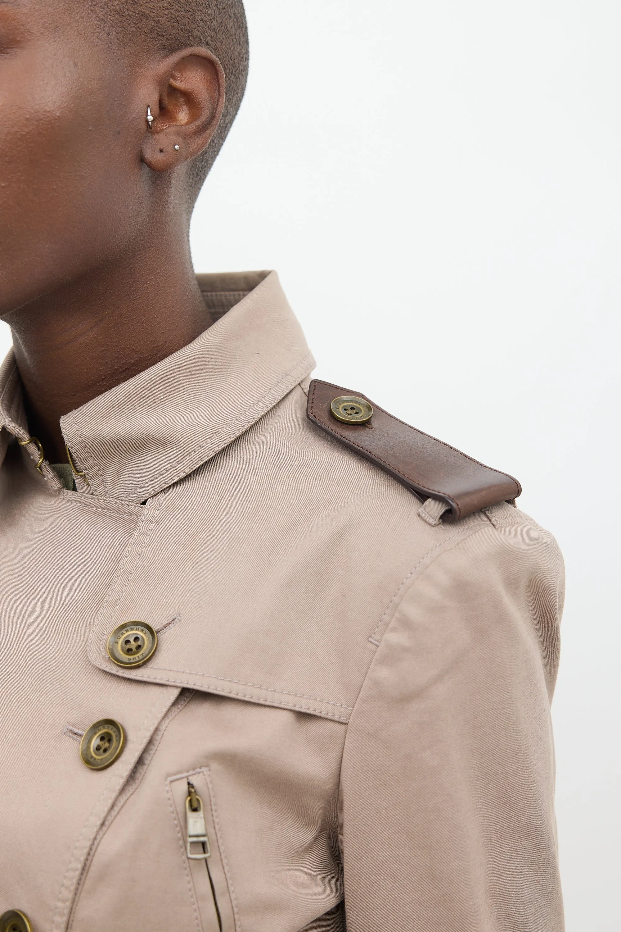Brit Brown Cotton Gathered Waist Jacket