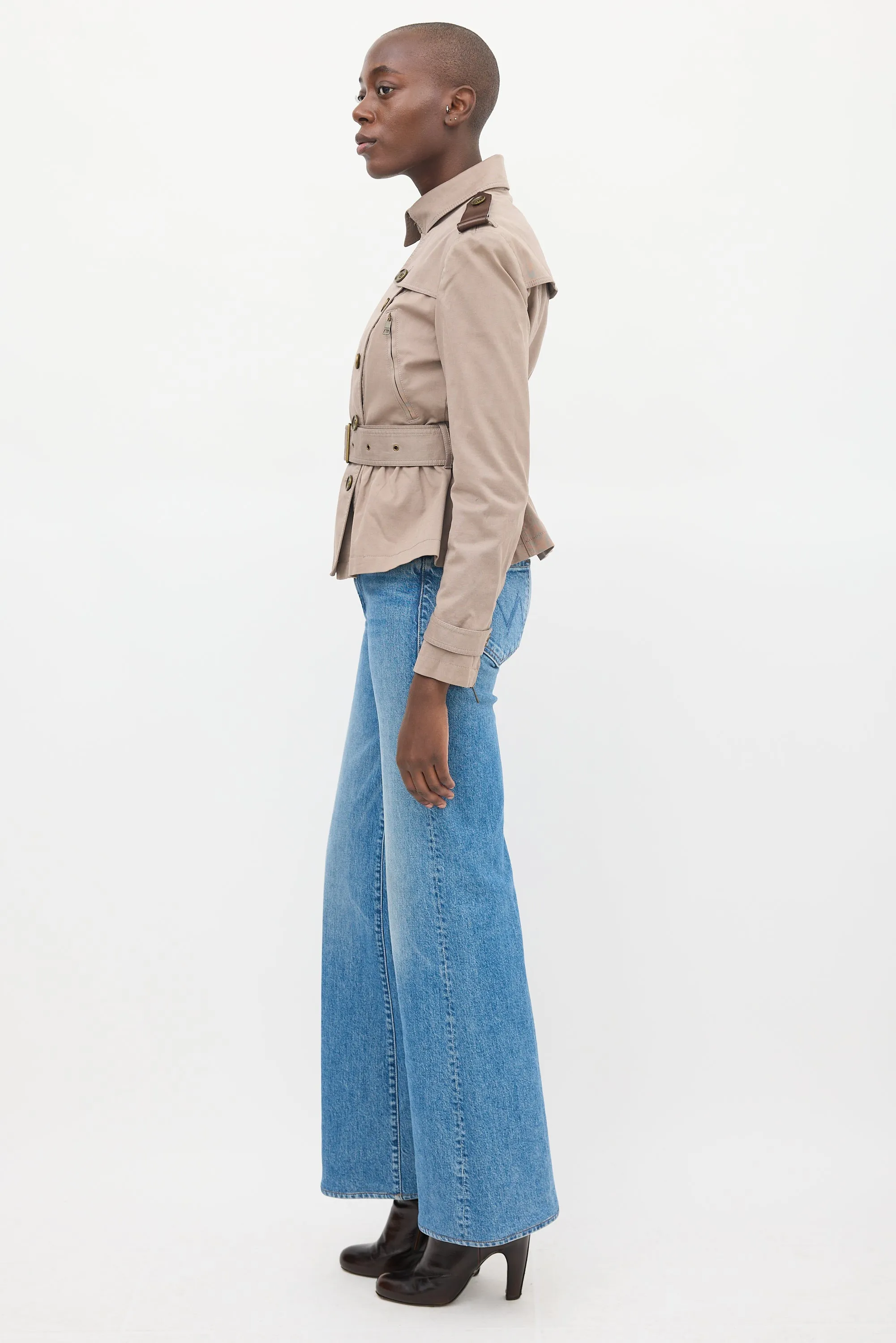 Brit Brown Cotton Gathered Waist Jacket