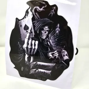 Game Over Decal | Gothic Horror Skull Poker Black Waterproof Sticker