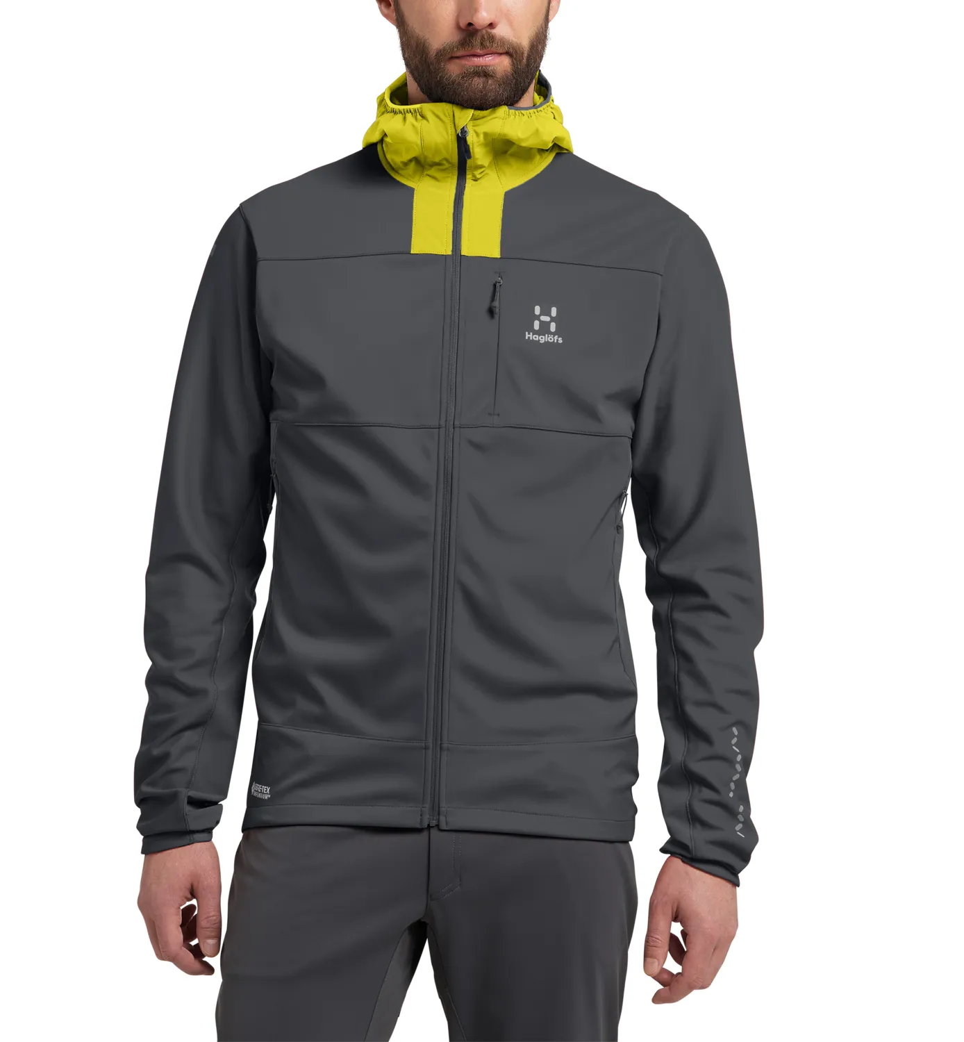 Haglöfs Men&#x27;s L.I.M Hybrid Softshell Jacket Magnetite/Aurora | Buy Haglöfs Men&#x27;s L.I.M Hybrid Softshell Jacket Magnetite/Aurora here | Outnorth