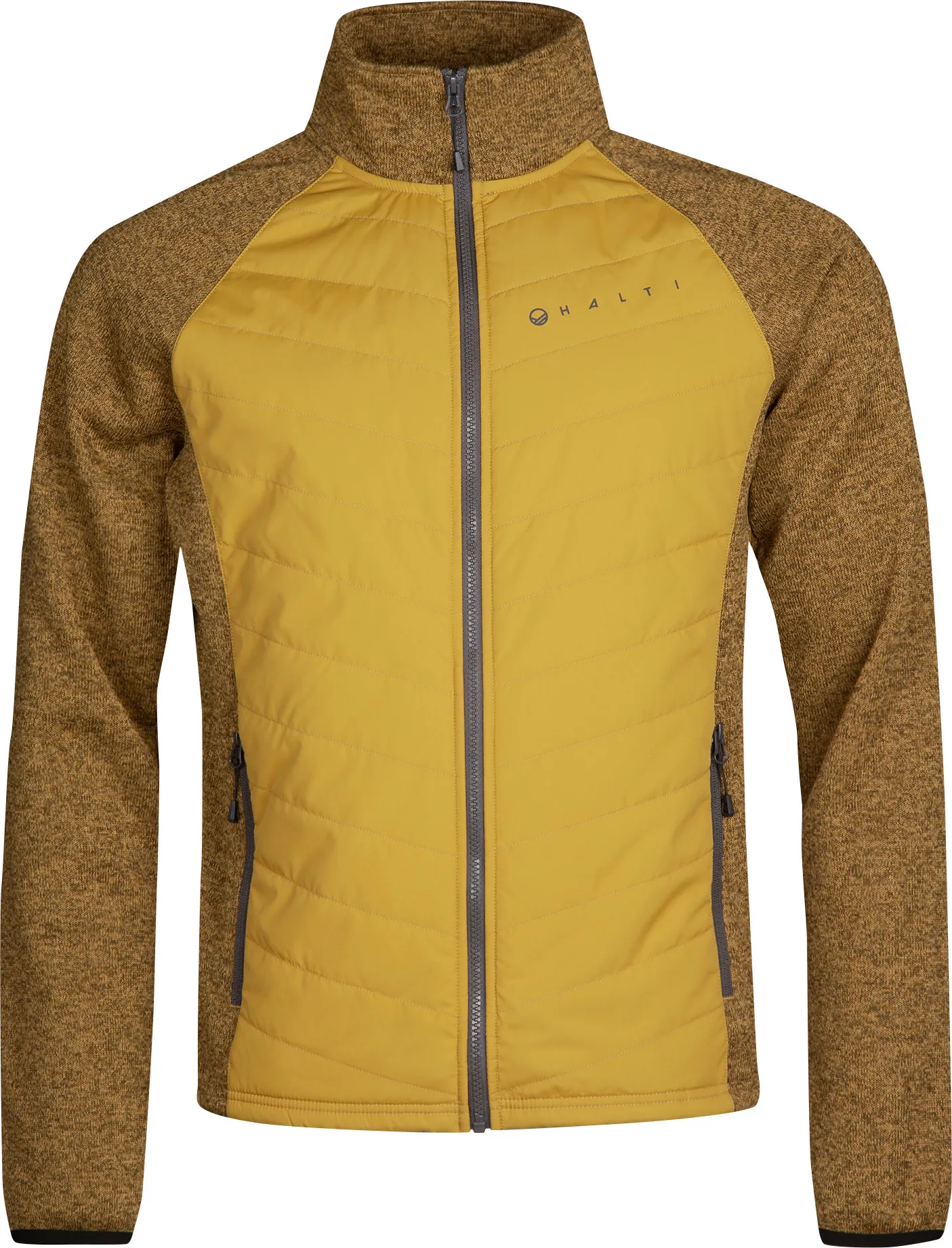 Halti Men&#x27;s Streams Hybrid Knit Layer Jacket Dried Tobacco Yellow Melange | Buy Halti Men&#x27;s Streams Hybrid Knit Layer Jacket Dried Tobacco Yellow Melange here | Outnorth