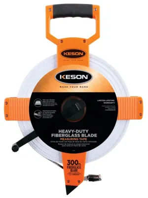 Keson OTR18300 Tape Measure, 300 ft L Blade, 1/2 in W Blade, Fiberglass Blade, ABS Case, Pumpkin Case :EA: QUANTITY: 1