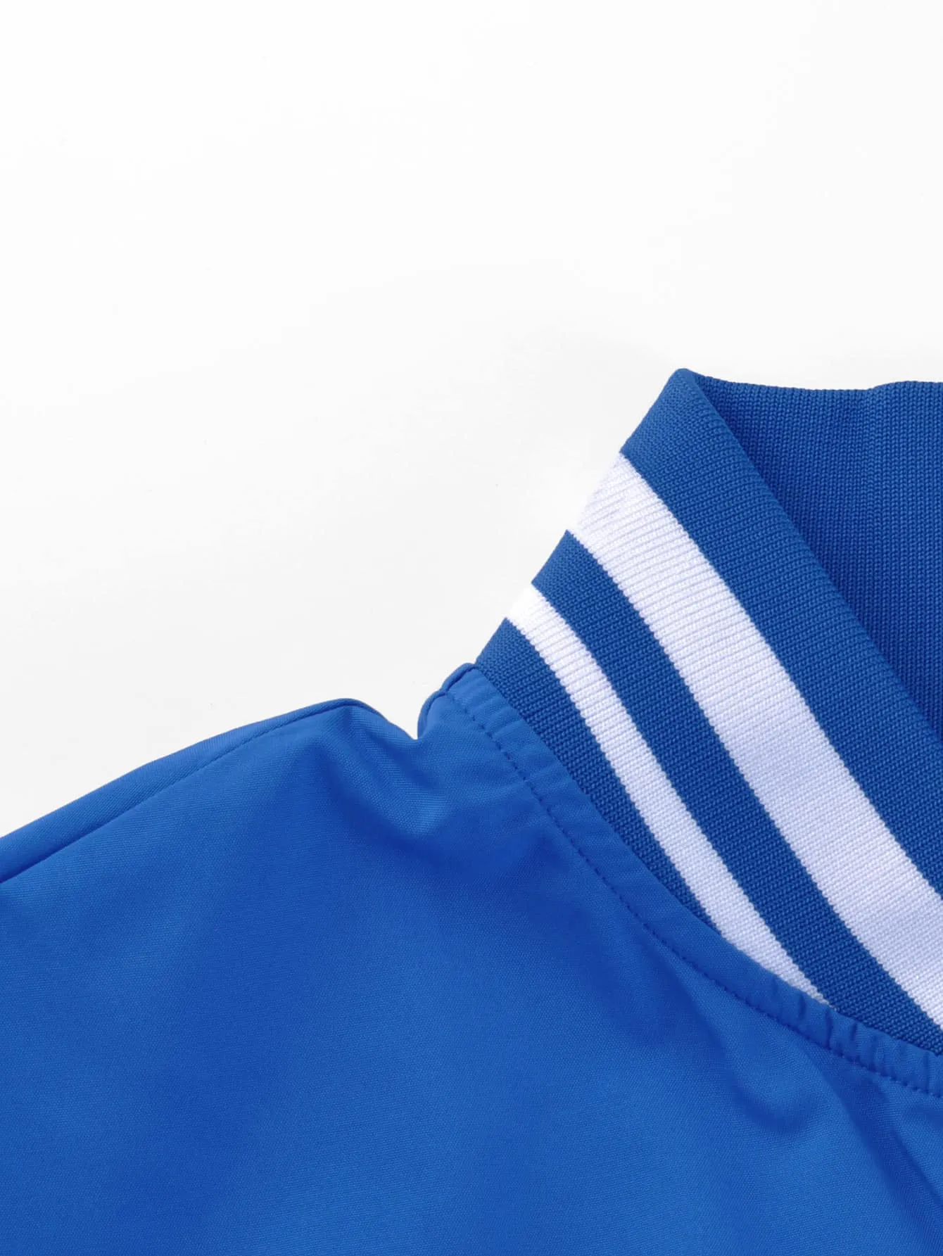 Manfinity EMRG Loose Fit Men's Slogan Graphic Striped Trim Varsity Jacket