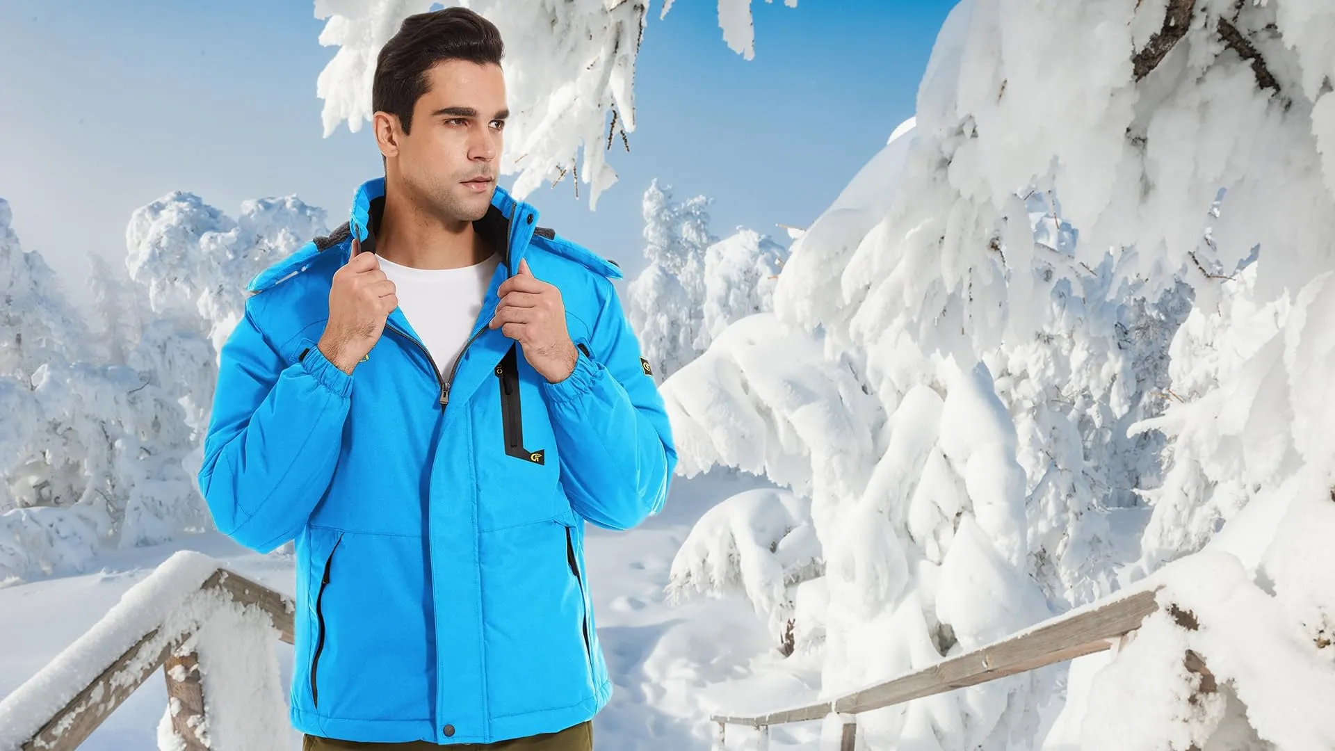 QPNGRP Mens Waterproof Ski Snowboard Jacket Winter Windproof Snow Coat