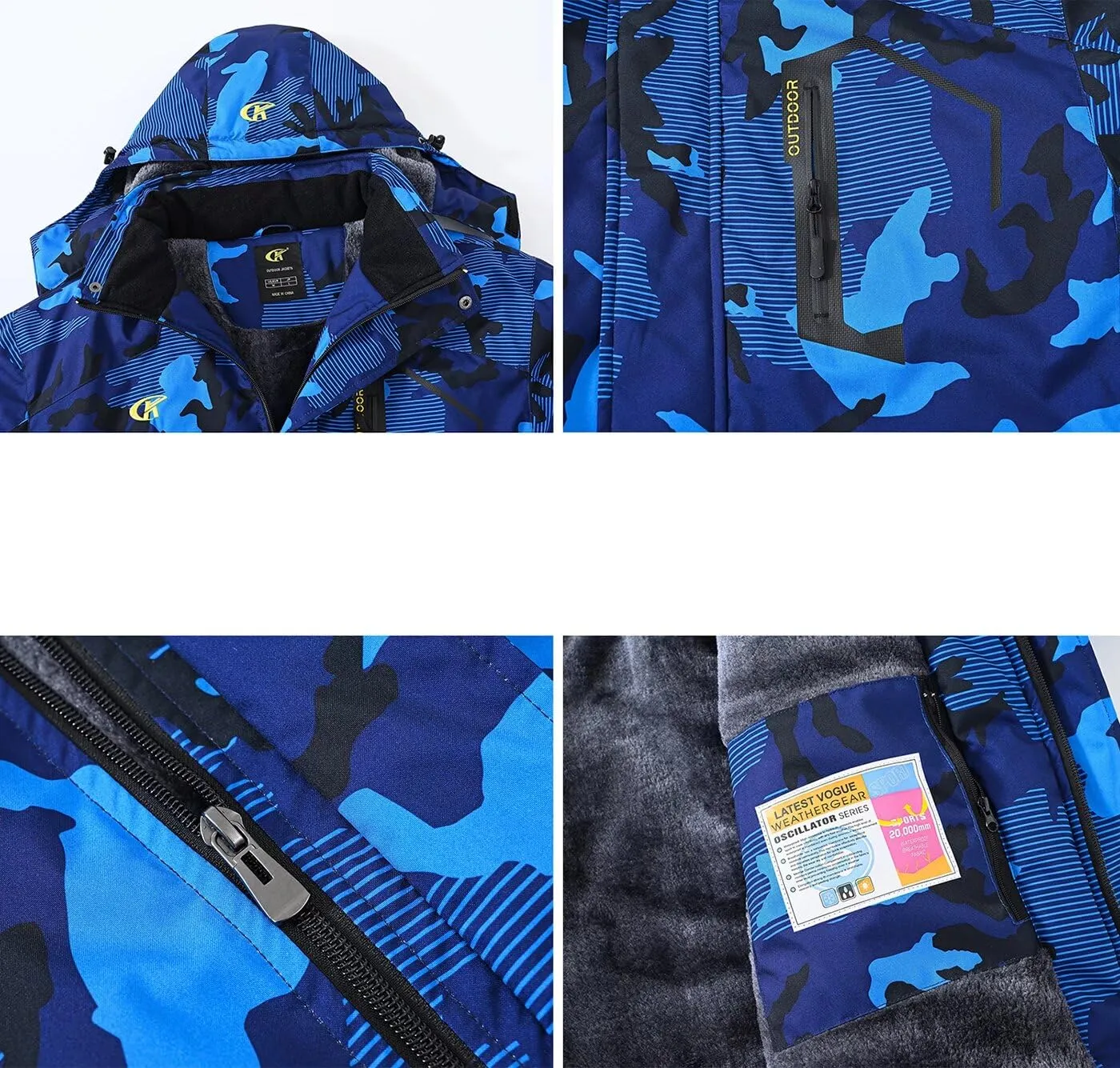QPNGRP Mens Waterproof Ski Snowboard Jacket Winter Windproof Snow Coat