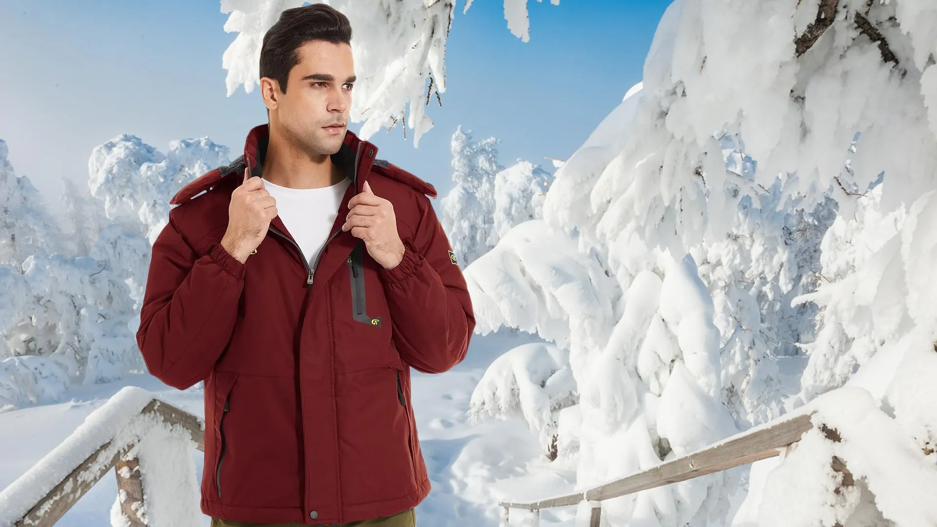 QPNGRP Mens Waterproof Ski Snowboard Jacket Winter Windproof Snow Coat