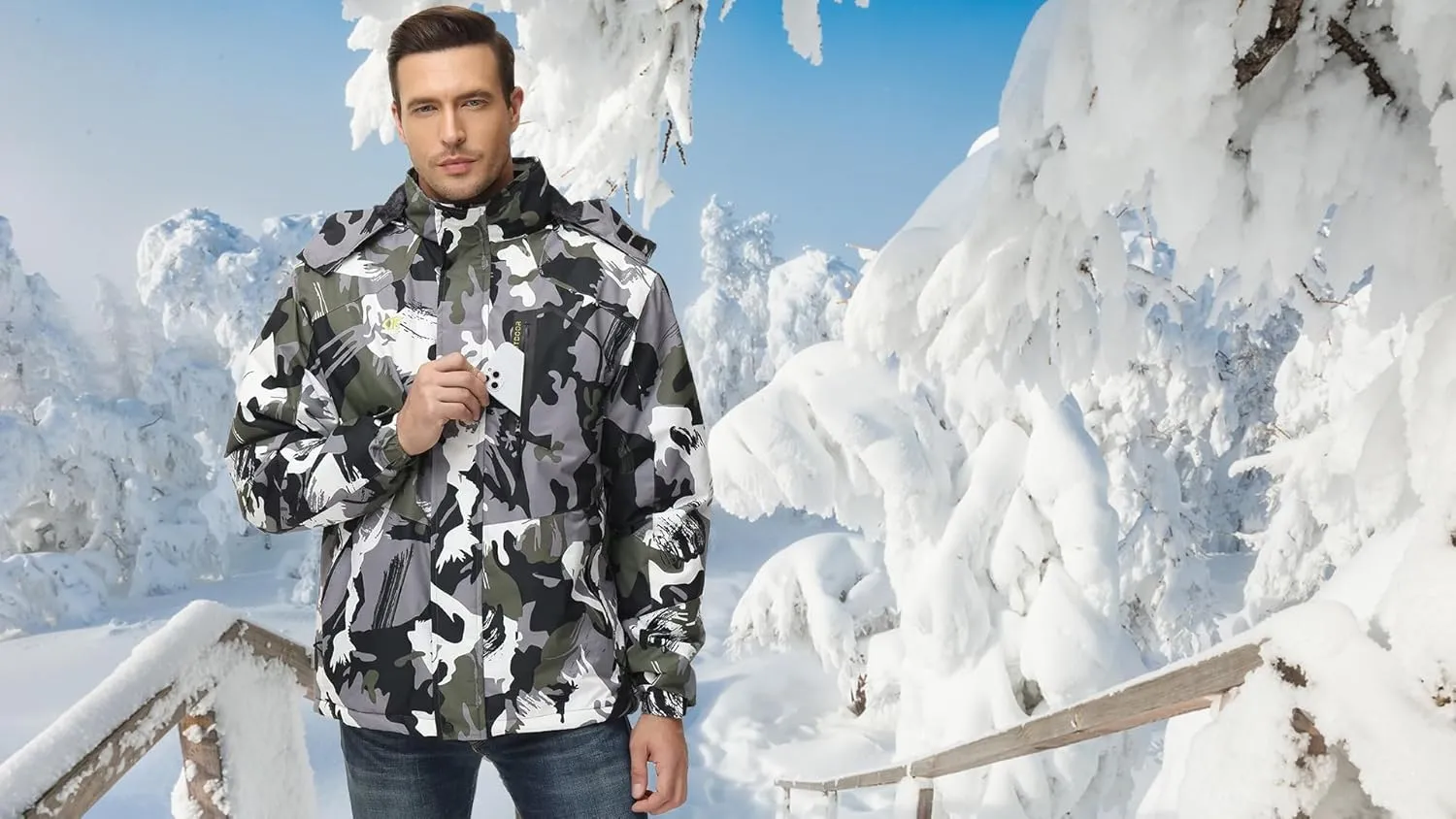 QPNGRP Mens Waterproof Ski Snowboard Jacket Winter Windproof Snow Coat