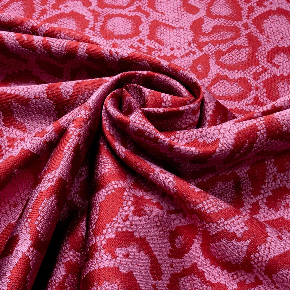 Red & Pink Snake Print Brocade