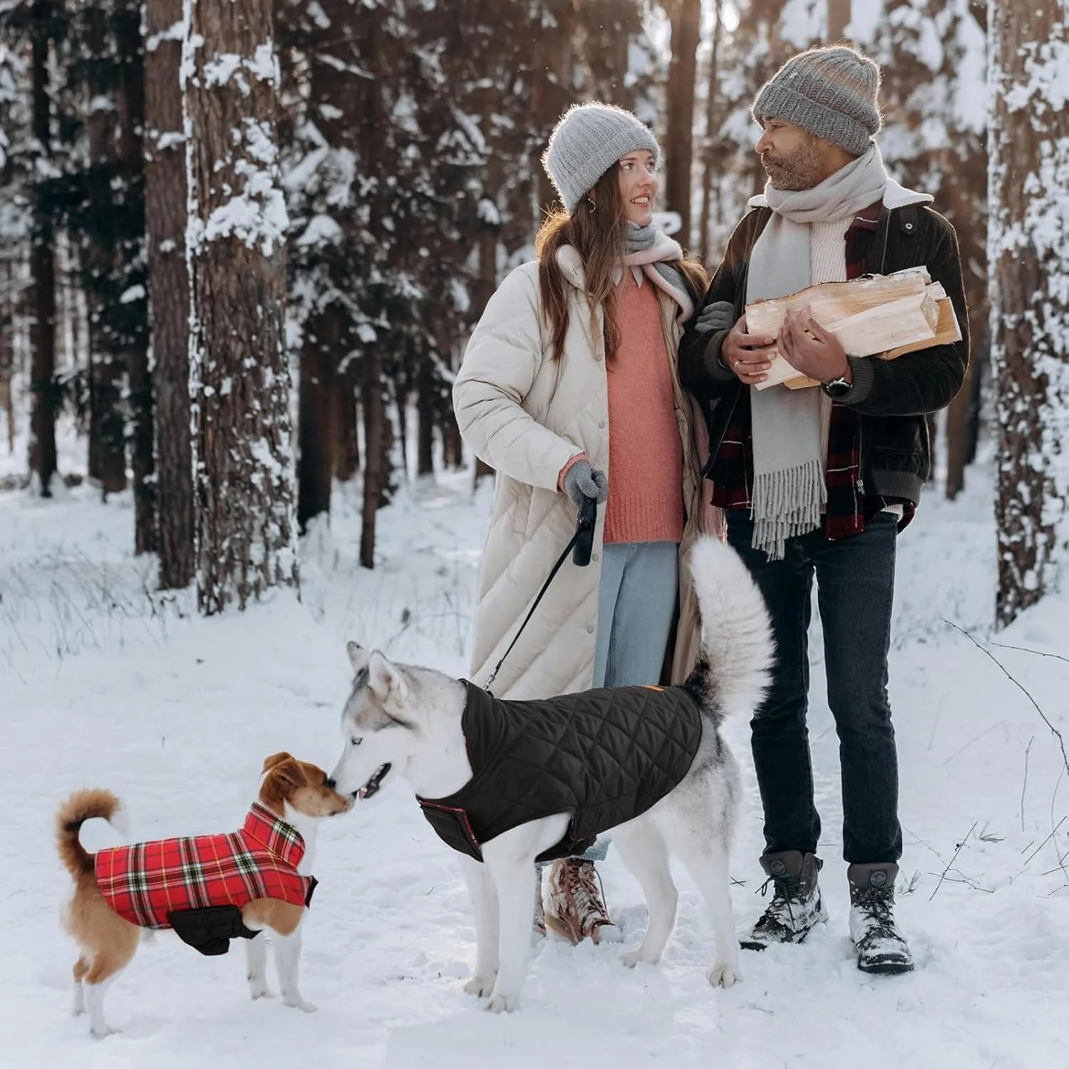 Reversible British Style Plaid Dog Winter Coat – Waterproof & Warm