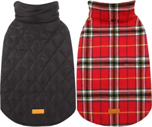 Reversible British Style Plaid Dog Winter Coat – Waterproof & Warm