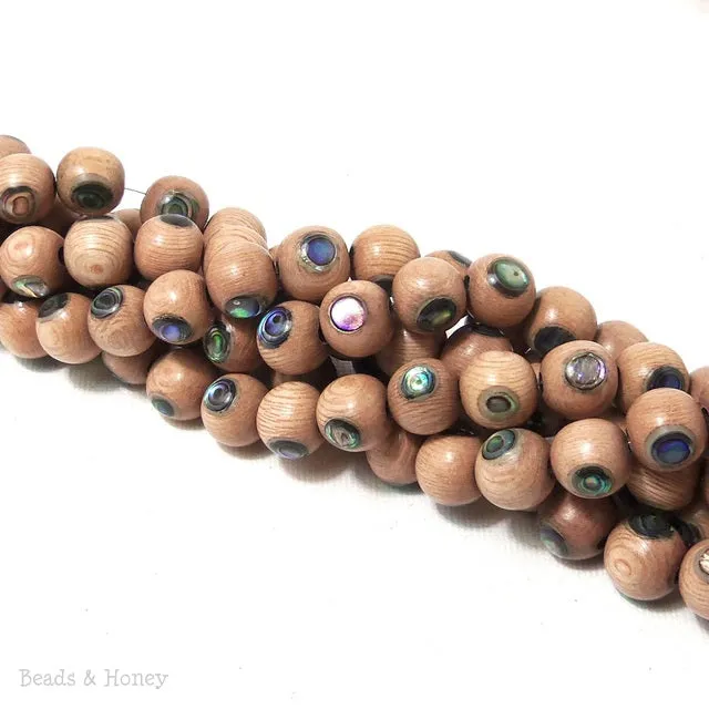 Rosewood with Abalone Shell Inlay Round 10mm (8-Inch Strand)