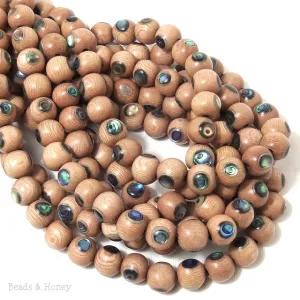 Rosewood with Abalone Shell Inlay Round 10mm (8-Inch Strand)