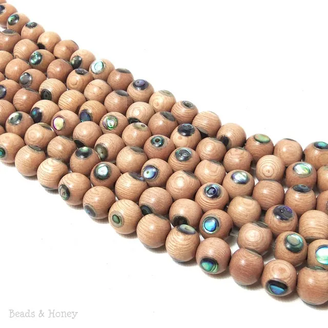 Rosewood with Abalone Shell Inlay Round 10mm (8-Inch Strand)
