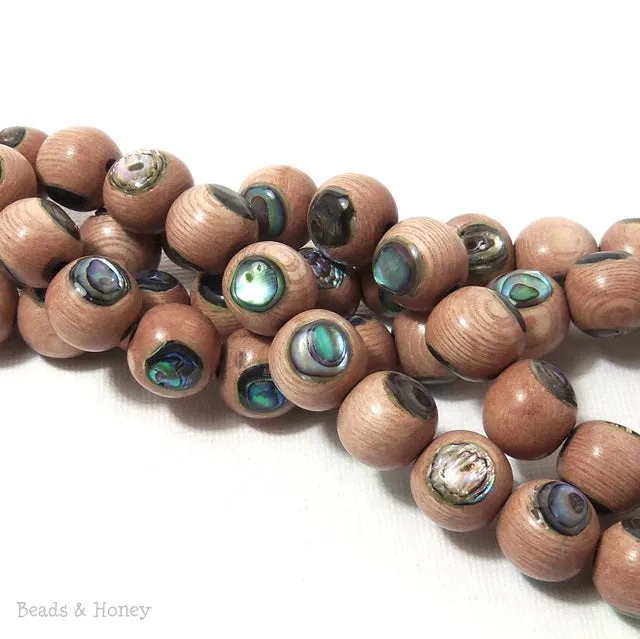 Rosewood with Abalone Shell Inlay Round 12mm (8 Inch Strand)