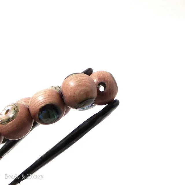 Rosewood with Abalone Shell Inlay Round 12mm (8 Inch Strand)