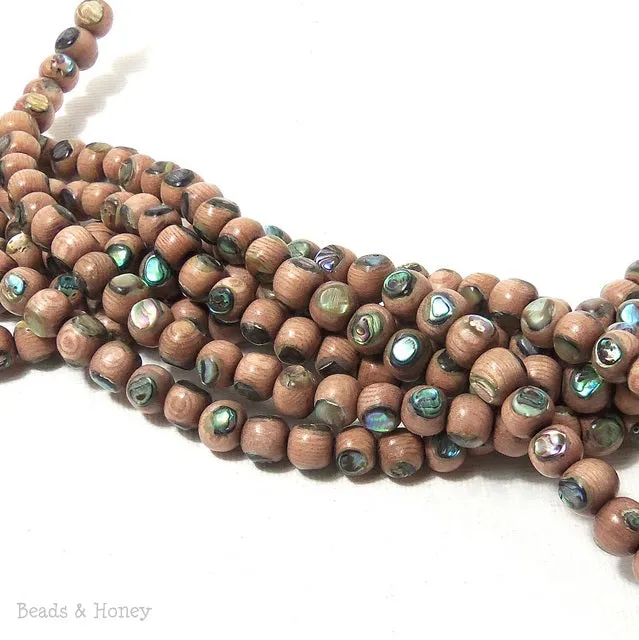 Rosewood with Abalone Shell Inlay Round 5-6mm (8-Inch Strand)
