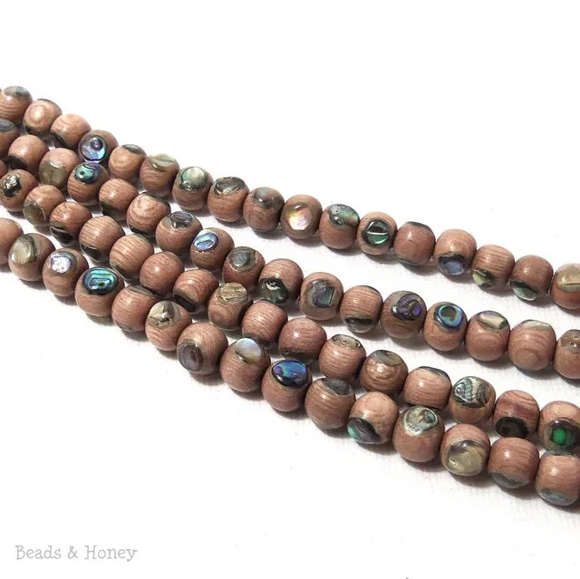 Rosewood with Abalone Shell Inlay Round 5-6mm (8-Inch Strand)