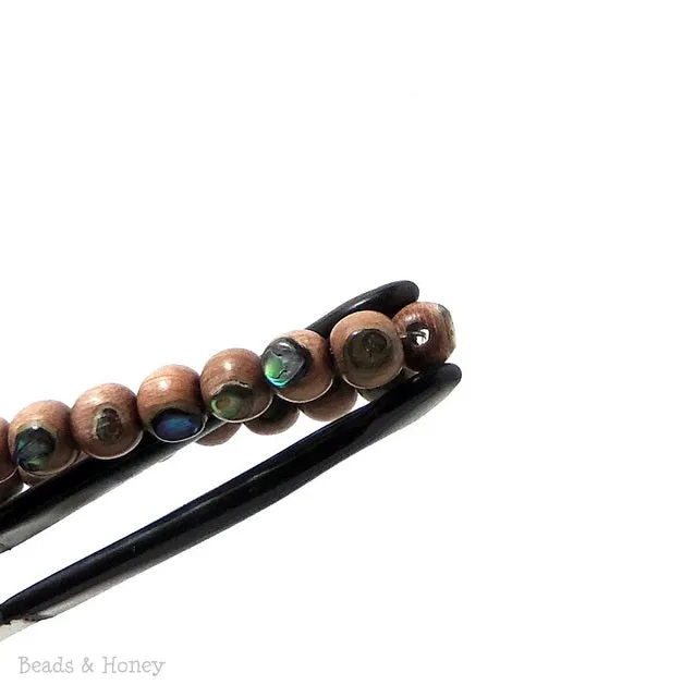 Rosewood with Abalone Shell Inlay Round 5-6mm (8-Inch Strand)
